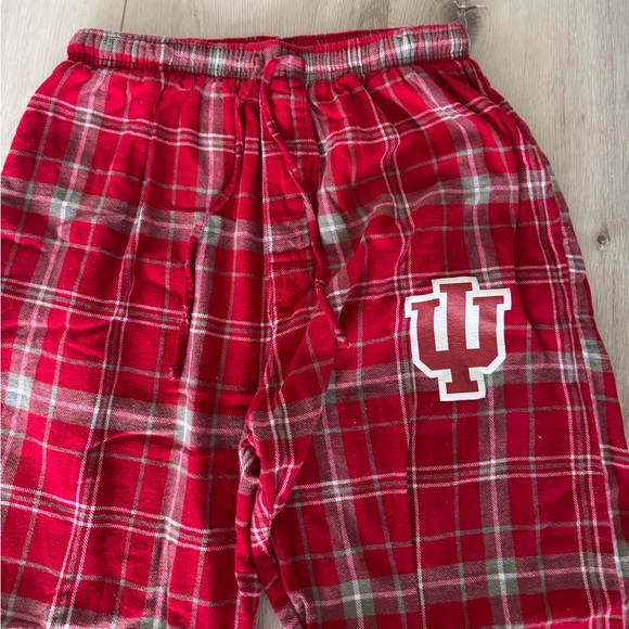 Indiana Univeristy Red Plaid Pajama Pants with Logo - Picture 3 of 7